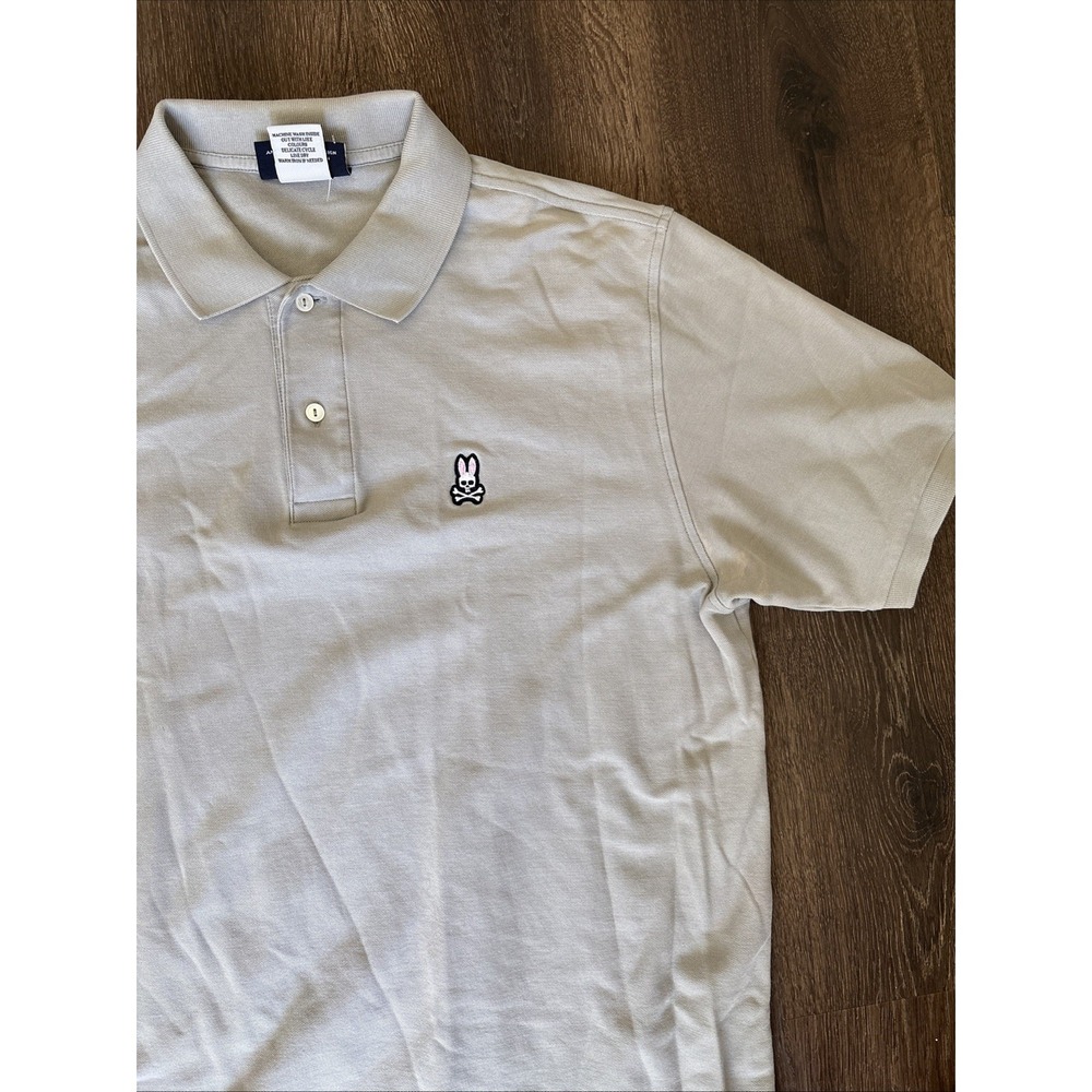 Psycho Bunny Polo Shirt Skull Bunny Mens Size 8/2XL Clay Color Solid Stretch